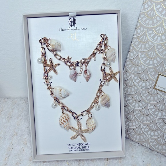 House of Harlow 1960 Gold and White Natural Shell Necklace - Picture 3 of 6